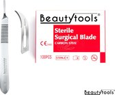 BeautyTools Scalpel Set met Bistouri houder Nr. 3 + Scalpelmesjes Nr. 12 (100 Stuks) - Pedicure Mesjes voor Likdoorns en Eeltpitten - Steriel Verpakt (BP-0669)