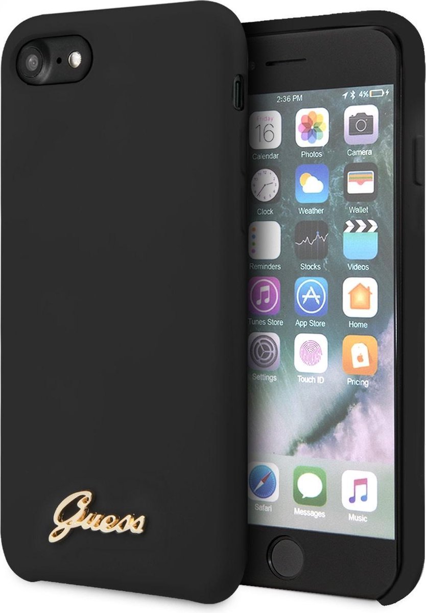 Guess iPhone SE2 (2020) & iPhone 8 zwart Backcover hoesje - Liquid Retro Logo
