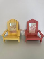 Decoratieve fotolijsten in strandstoel vorm (hout) - set van 2 stuks (geel/zalmroze)