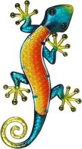 Onthewall | Salamander | metaal & glas | raster | oranje | XL | 38 x 18cm