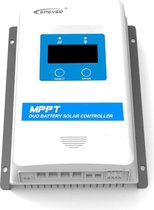 EpEver DuoRacer MPPT Zonnepaneel Laadregelaar 30A | 12V (390W) of 24V (780W) | Opladen Service- en Startaccu | Met LCD Display voor Camper & Boot