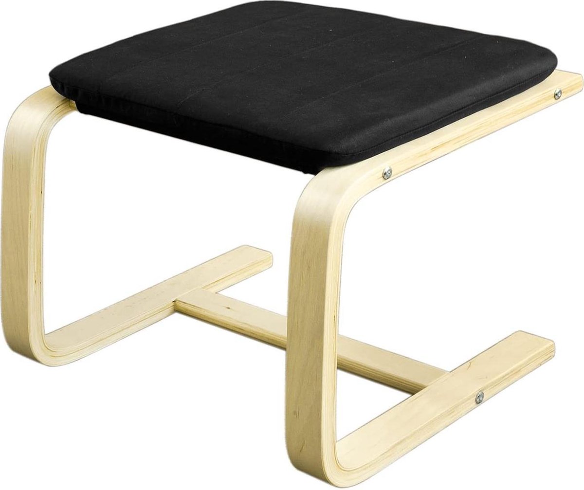 Simpletrade Voetensteun - Kruk - Afneembare hoes - Katoen - Zwart - 51x45x39 cm