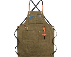 Schort - Groen - Keuken Schort - Dames en Heren - Kookschort - Kappers Schort - Koken - Bediening - Horeca - Bedrijfskleding - Hobby - BBQ - CADEAU TIP!