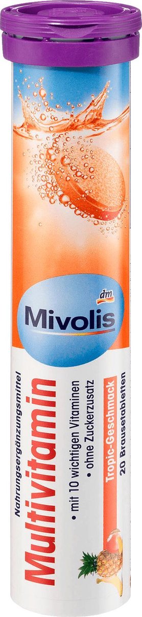 Goedkoopste Mivolis Multivitamine bruistabletten met 10 belangrijke vitamines - Geen toegevoegde suiker - Tropische smaak (20 stuks