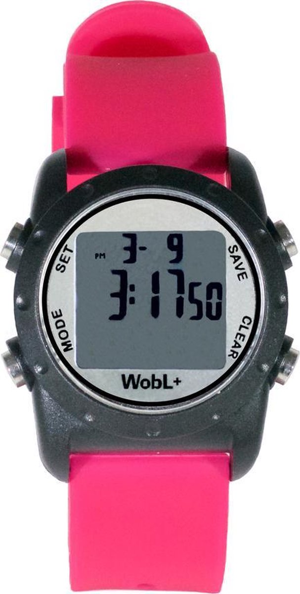 Wobl + Alarmhorloge - plashorloge -Roze - 9 alarmen