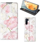 Stand Case Hoesje Cadeau voor Mama OPPO Reno3 | A91 Smart Cover Mooie Bloemen