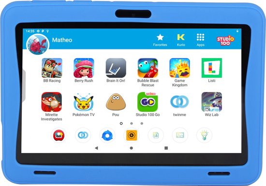 Kurio Tab Ultra Studio 100 - 16GB – Blauw – veilig kindertablet – ouderlijk toezicht – beschermende bumper