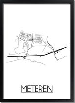 DesignClaud Meteren Plattegrond poster A3 + Fotolijst zwart