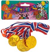 Feest in huis - 5 medailles goudkleurig - voor kinderfeest 1e prijs medaille met koord - 4.5 cm