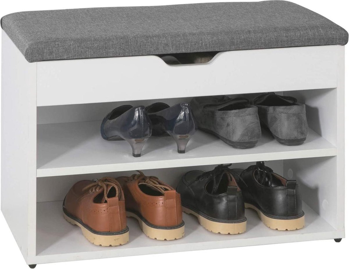 Simpletrade Schoenenbank - Schoenenkast - Zitkussen - 3 compartimenten - Hout - 60x43x30 cm