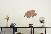 HOUTEN WANDDECORATIE / WOODEN WALL DECORATION - MUURDECORATIE / WALL ART - LANDKAART ZWITSERLAND / COUNTRY MAP SWITZERLAND - 45 x 28cm - DONKER HOUT / DARK WOOD - WANDFIGUUR SUISSE