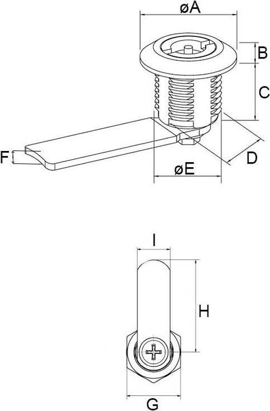 Kunststof kantelslot - vierkant KW8 - M22 - 12mm afsluithendel