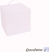 ChocoPatiss® Herbruikbare, kunststof Cake- and Chocolate Creation Box 'light version' 20x20x20cm. Opvouwbare taartdoos Frosted