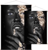 Zwarte vrouw bodypaint met gouden makeup - Foto op Textielposter - 40 x 60 cm