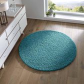 Rond vloerkleed hoogpolig effen Spectrum - turquoise 160 cm rond