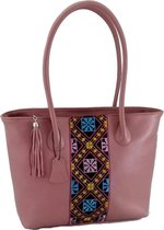 Dielay - Luxe Leren Tas - Echt Leder - 43x28x11 cm - Roze