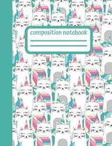 Composition Notebook: Collage Ruled, Cute Cats, Perfect For Girls