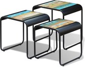 Bijzettafel set 3 stuks (Incl LW Led Klok)- coffee table - accent tafel– Wandtafel- salontafel