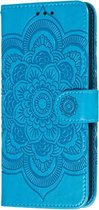 Bloem blauw agenda book case hoesje Telefoonhoesje geschikt voor Samsung Galaxy A21s