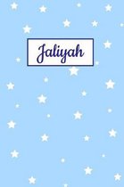 Jaliyah: Personalized Name Journal. Wide Ruled (Lined) Writing Diary, Composition Book. Baby Blue Star Cover for Girls, Kids an