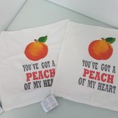 You've Got A Peach Of My Heart kussensloop Set van 2