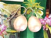 Parel oorbellen klassiek barok licht roze/zilver