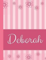 Deborah: Personalized Name College Ruled Notebook Pink Lines and Flowers