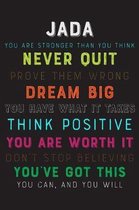 Jada You Are Stronger Than You Think Never Quit Prove Them Wrong Dream Big You Have What It Takes Think Positive You Are Worth It Dont Stop Believing