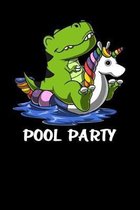 Pool Party: T-Rex Dinosaur Riding Unicorn Float Notebook