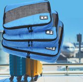 Decopatent® Packing Cubes SET 3 Delig - Organizer voor koffer en backpack - Bagagage Organizers Kleding Ondergoed Schoenen - Blauw