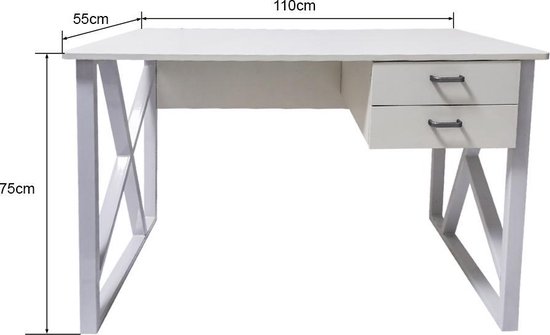 Bureau computer tafel Stoer - laptop buro - industrieel modern - metaal  hout - wit | bol.com
