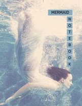 Mermaid Notebook: No.1 Blue Aegean Color Cover 8.5x11'' 100 Pages Blank Lined Composition Mermaids Book - Large Size Inspirational Diary