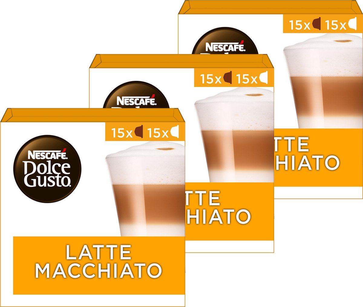 Nescafé Dolce Gusto capsules Latte Macchiato - voordeelverpakking - 90 koffiecups - geschikt voor 45