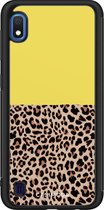 Samsung A10 hoesje - Luipaard geel | Samsung Galaxy A10 case | Hardcase backcover zwart