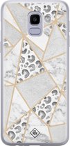 Samsung J6 (2018) hoesje siliconen - Stone & leopard print | Samsung Galaxy J6 (2018) case | Bruin/beige | TPU backcover transparant