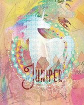 Juniper: Colorful Rainbow Unicorn - 100 Pages 8''X10'' Girl's Composition Wide Ruled Notebook