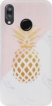 ADEL Siliconen Back Cover Softcase Hoesje Geschikt voor Huawei P20 Lite (2018) - Ananas Roze Goud