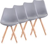 Meubilair - Retro stoelen - Set van 4 - Eetkamerstoel - Grijs - Hout - 58,5 x 47,5 x 84cm