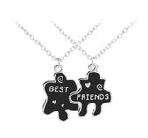 Kasey Vriendschapsketting - bff ketting voor 2 - 2 stuks - Puzzelstukjes - Zwart