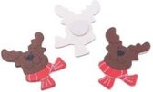 decoratie figuurtjes Rendier kerst stickers hout 10 stuks