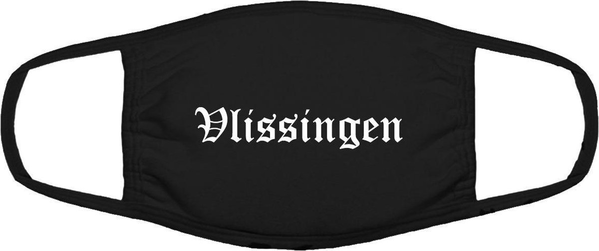 Vlissingen mondkapje | gezichtsmasker | bescherming | bedrukt | logo | Zwart mondmasker van katoen, uitwasbaar & herbruikbaar. Geschikt voor OV