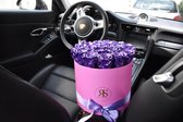 Flowerbox Longlife Ciara metallic paars - Ruim assortiment aan Luxe & Handgemaakte cadeaus - Verras op een speciale manier - 2 jaar houdbare rozen!