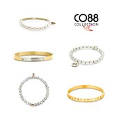 CO88 Collection   8CO SET066 Armband dames set 5 stuks - Wit - Goudkleurig