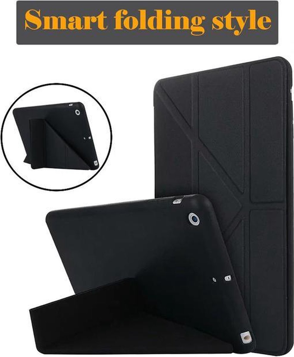 Apple iPad Mini 1 2 3 Case PU Leder Silicone Soft Back Cover met Trifold Stand - Zwart