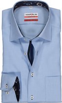 MARVELIS modern fit overhemd - lichtblauw structuur (contrast) - Strijkvrij - Boordmaat: 45