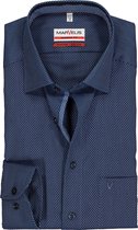 MARVELIS modern fit overhemd - blauw mini dessin (contrast) - Strijkvrij - Boordmaat: 42