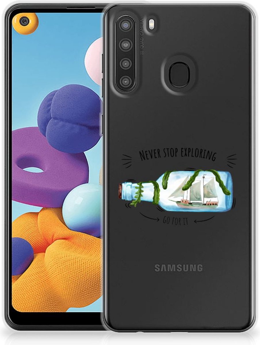 Samsung Galaxy A21 Telefoonhoesje met Naam Boho Bottle