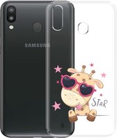 Samsung Galaxy A20E transparant siliconen giraffen hoesje - Girafje superstar