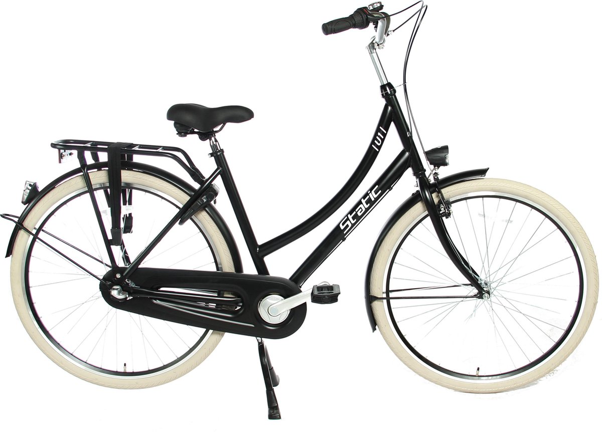 Static Urban Damesfiets 3 versnellingen 28 inch Mat zwart 57cm