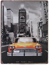 Wandbord – New York Taxi – NY – New York City – Billboard - Vintage - Retro -  Wanddecoratie – Reclame bord – Restaurant – Kroeg - Bar – Cafe - Horeca – Metal Sign - 30x40cm